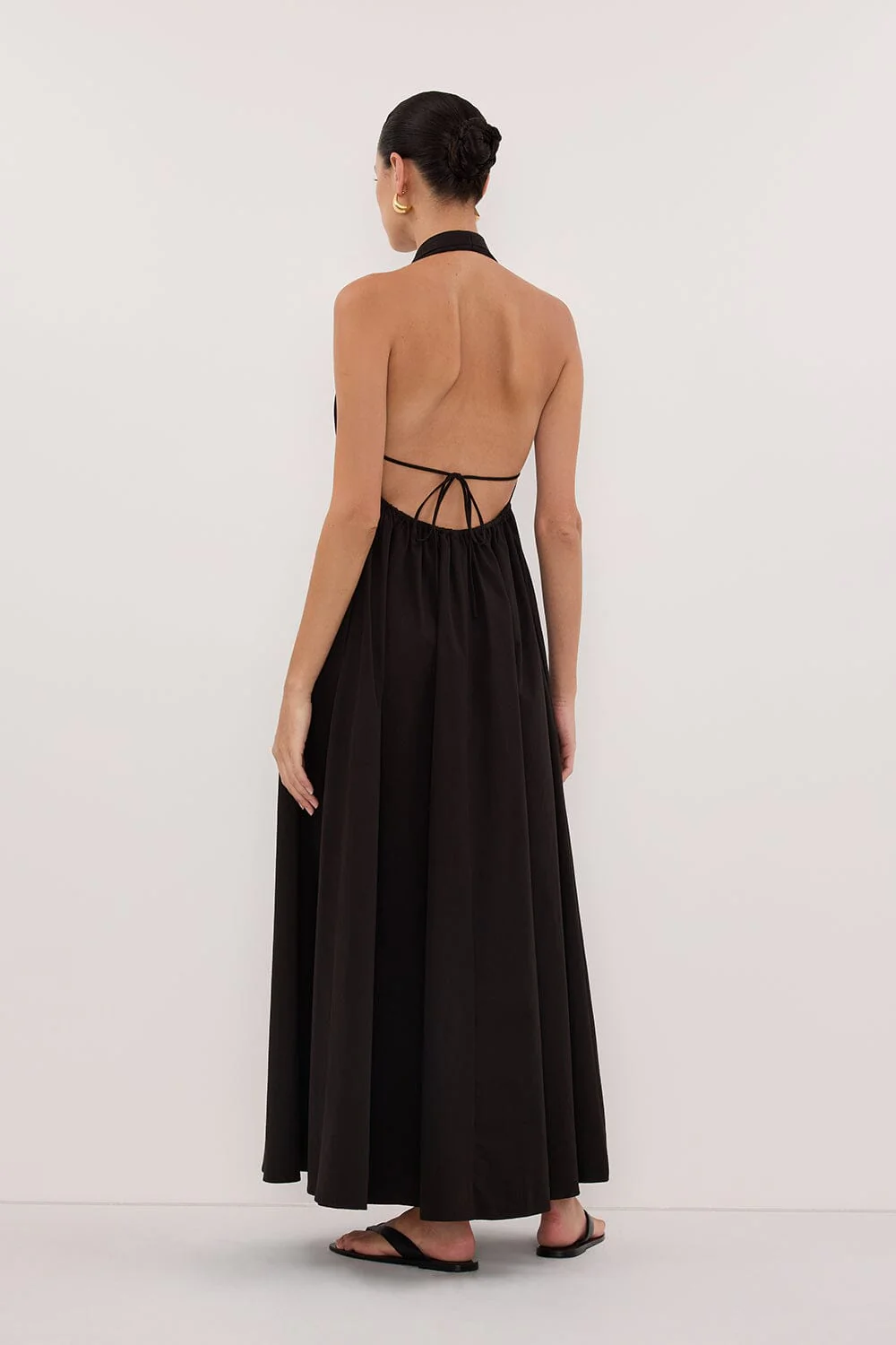TAMMY BLACK SLEEVELESS COTTON MIDI DRESS - Image 3