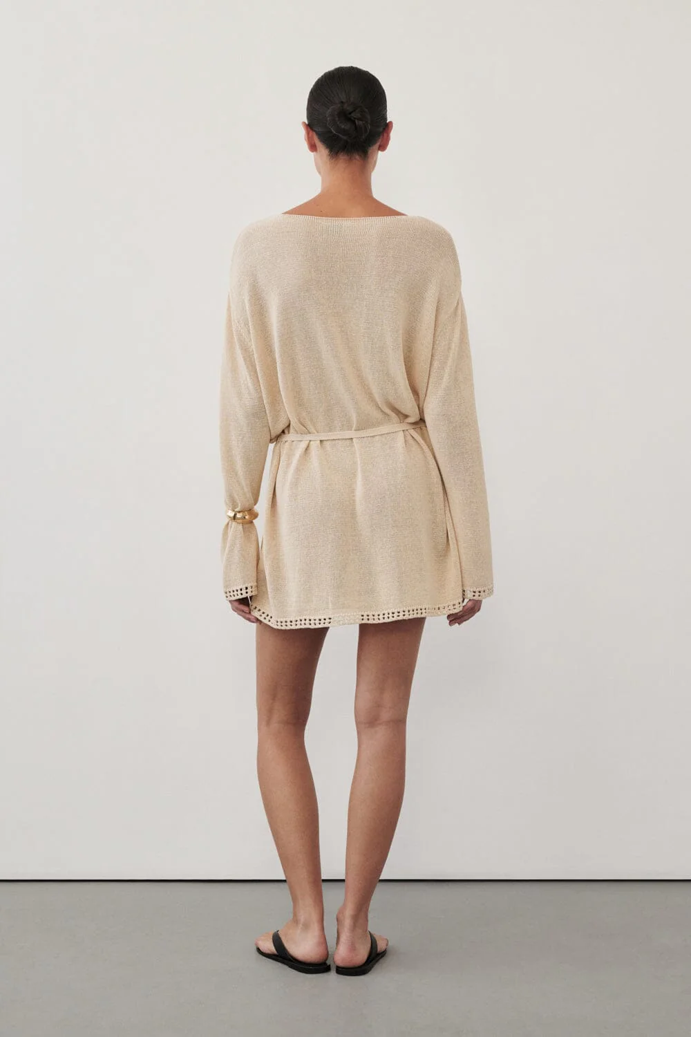 TARI NATURAL KNIT LONG SLEEVE MINI DRESS - Image 4