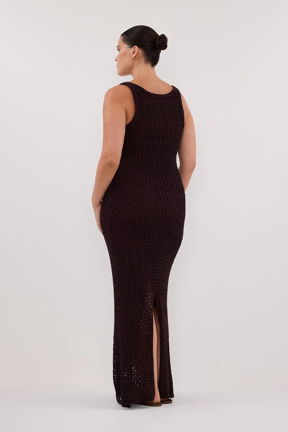 TESS CHOC CROCHET KNIT MAXI DRESS - Image 7