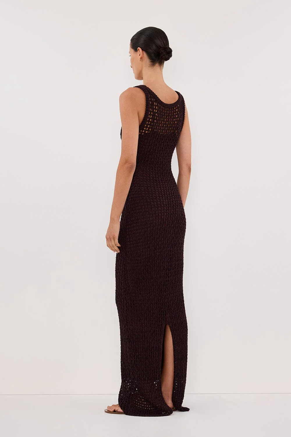 TESS CHOC CROCHET KNIT MAXI DRESS - Image 9