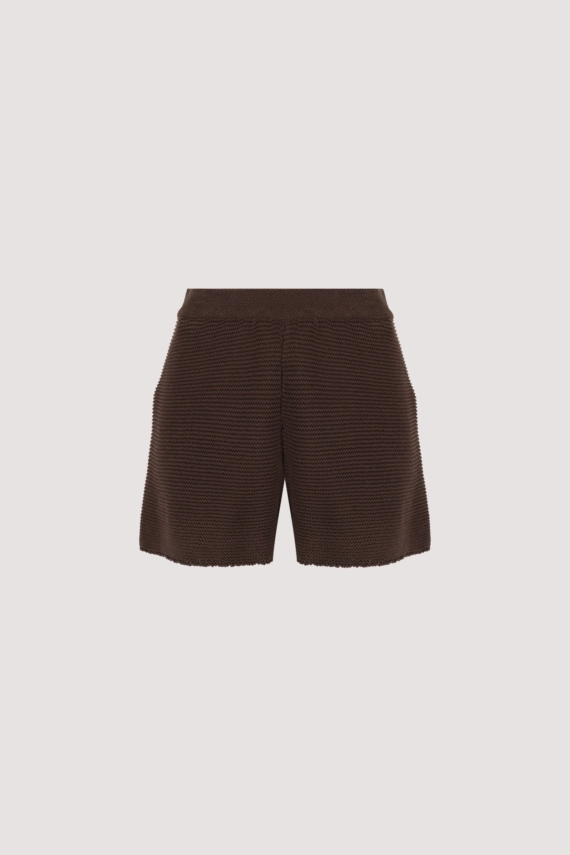 THEA BURNT CHOC COTTON KNIT SHORTS - Image 6