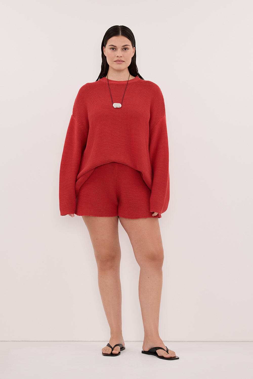 THEA BURNT RED COTTON KNIT JUMPER - Image 5