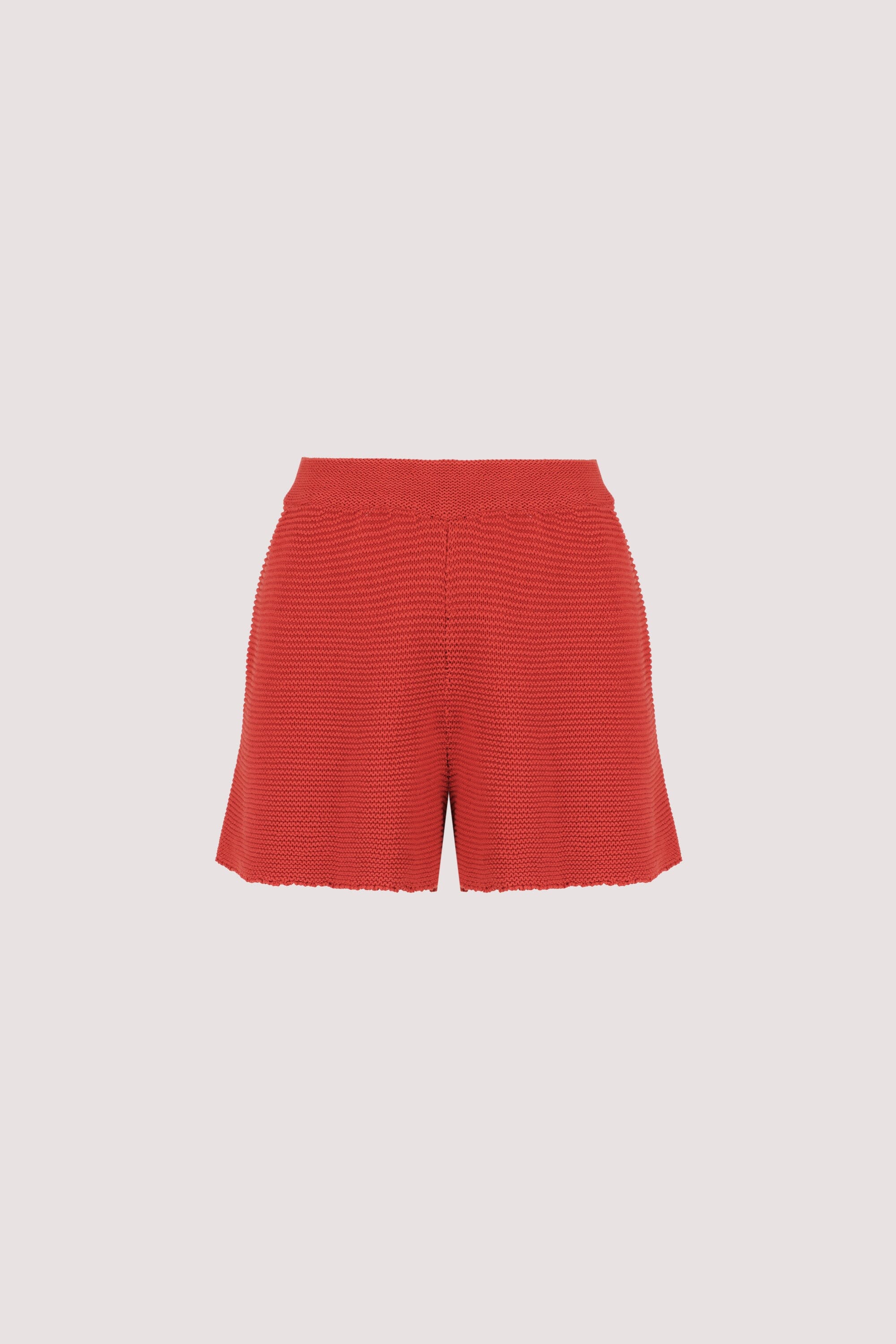 THEA BURNT RED COTTON KNIT SHORTS - Image 8