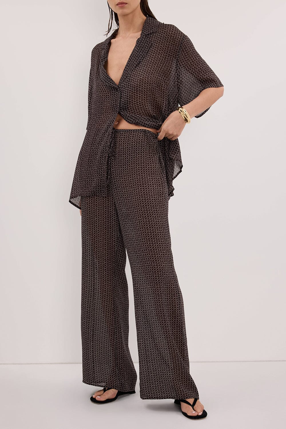 TIA CHOC MICRO CHECK PANT - Image 2