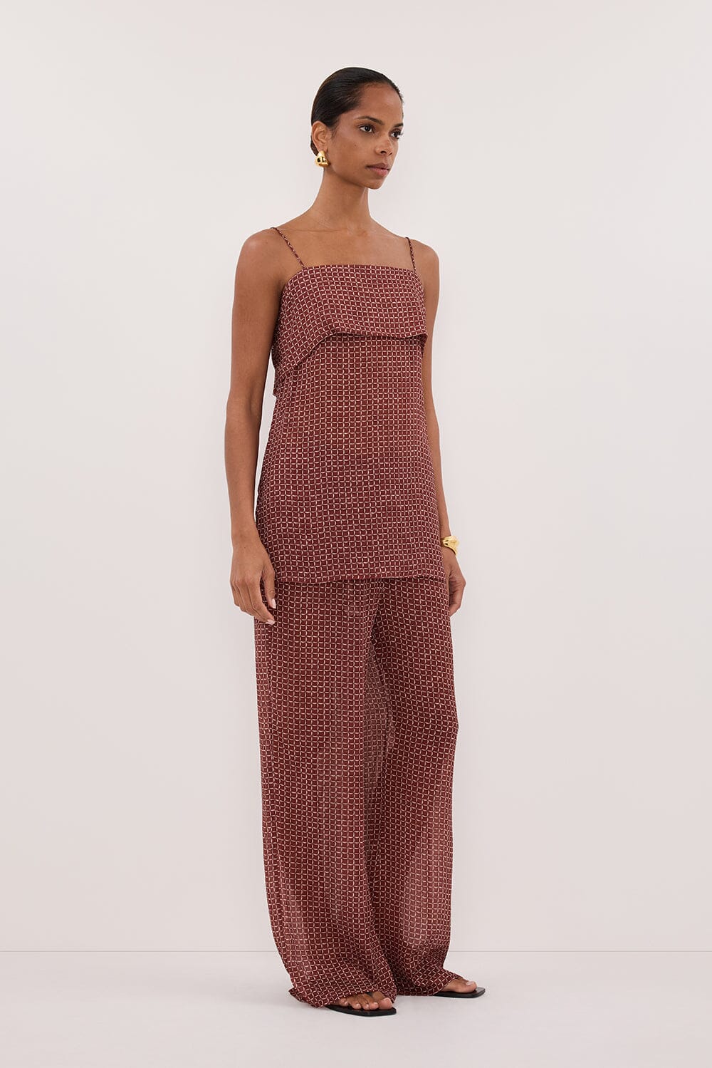 TIA SAHARA SLEEVELESS MICRO CHECK CAMI TOP - Image 3