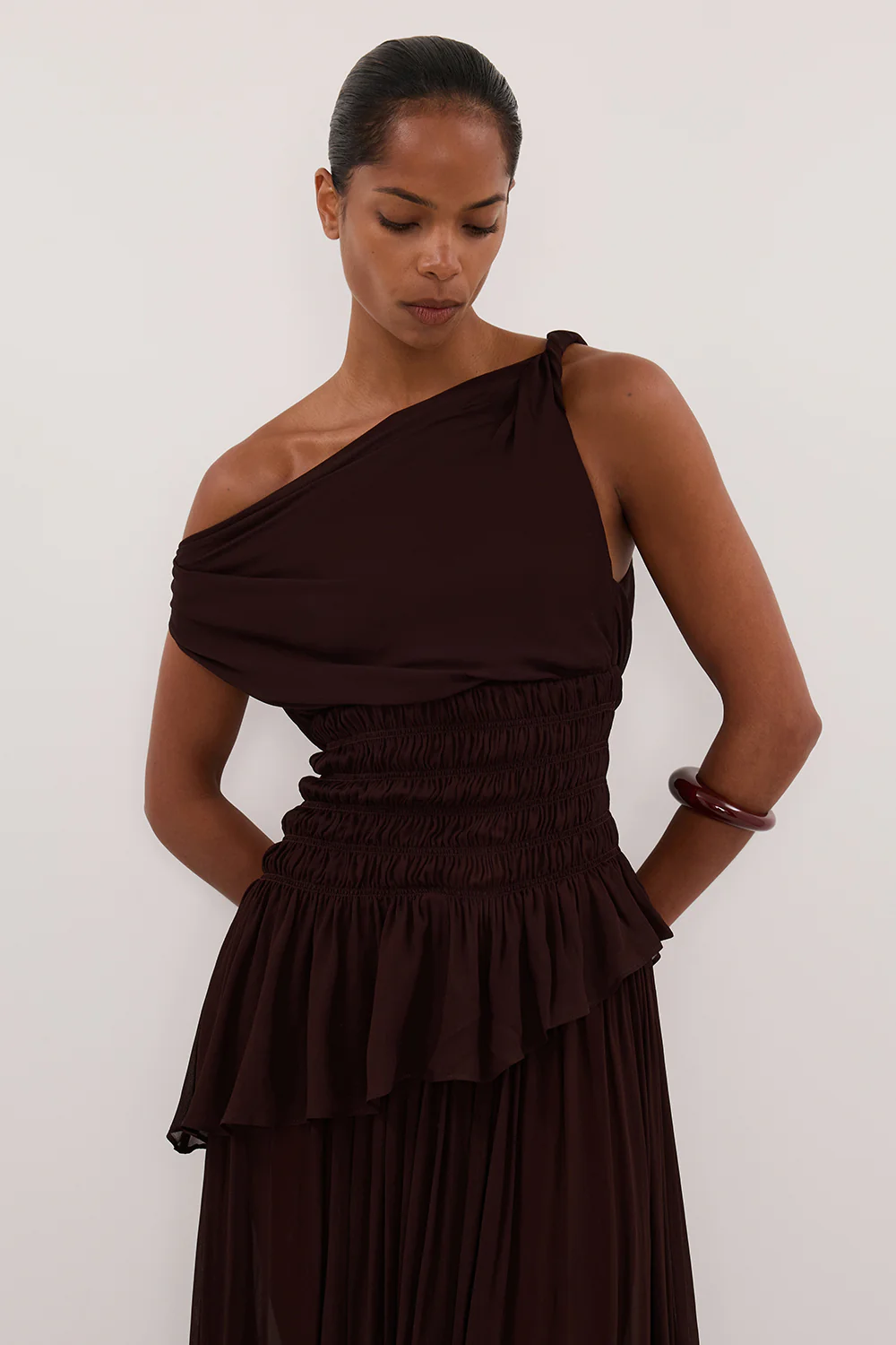 TIANA DARK CHOC ASYM TOP - Image 2
