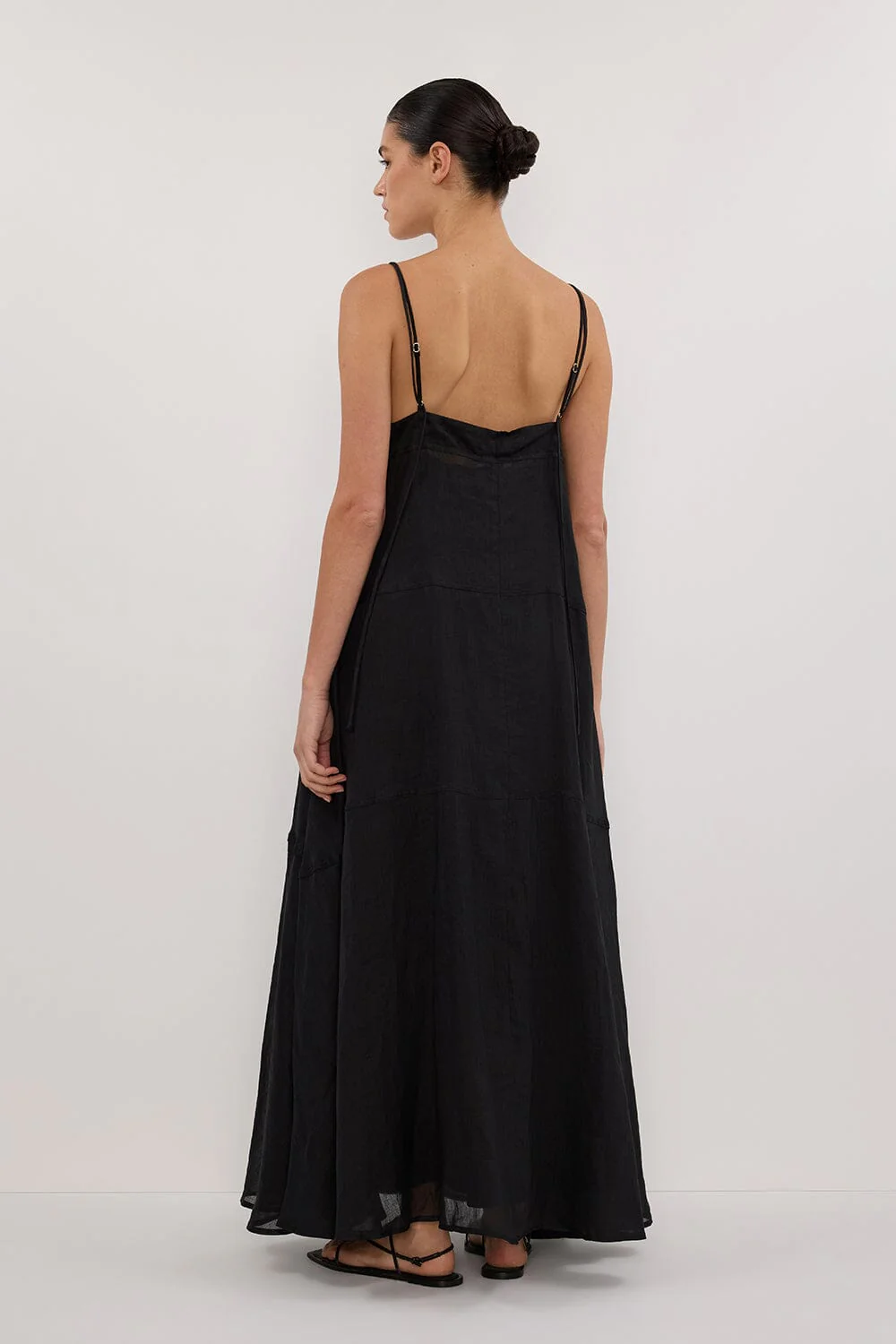 TINA BLACK RAMIE HIGH NECK MIDI DRESS - Image 4