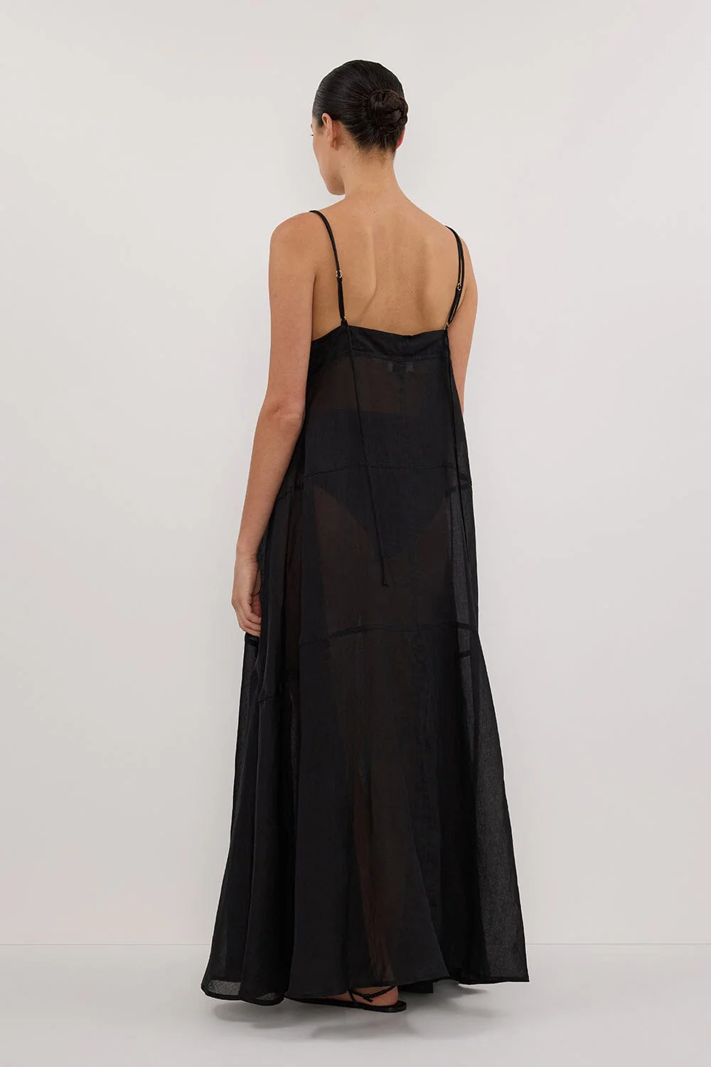 TINA BLACK RAMIE HIGH NECK MIDI DRESS - Image 8