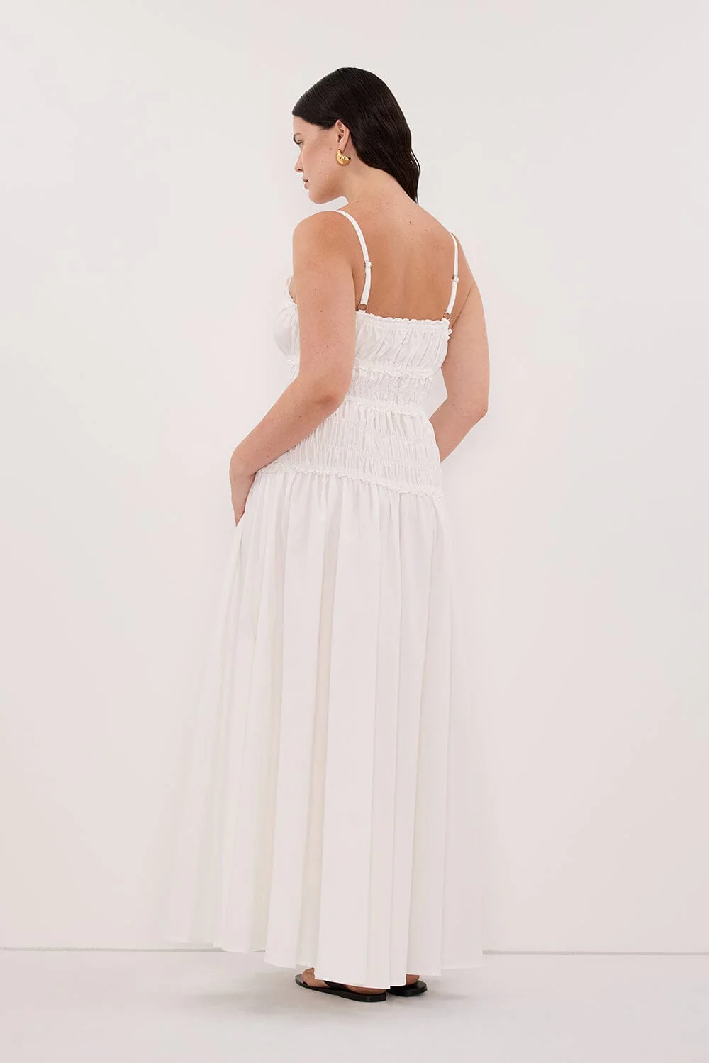 TOBY WHITE COTTON MIDI DRESS - Image 7