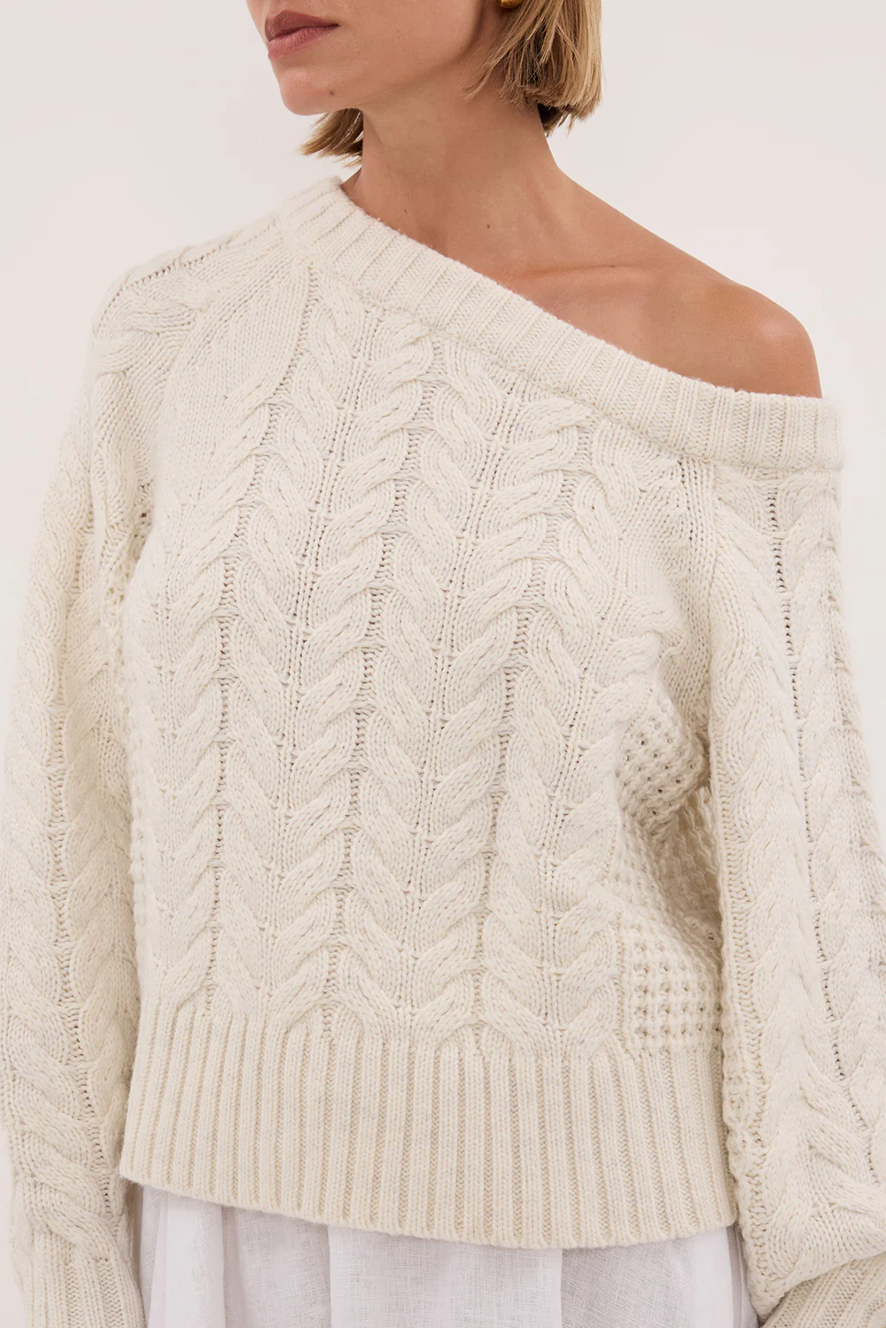 TOM CREAM ASYM KNIT JUMPER - Image 6
