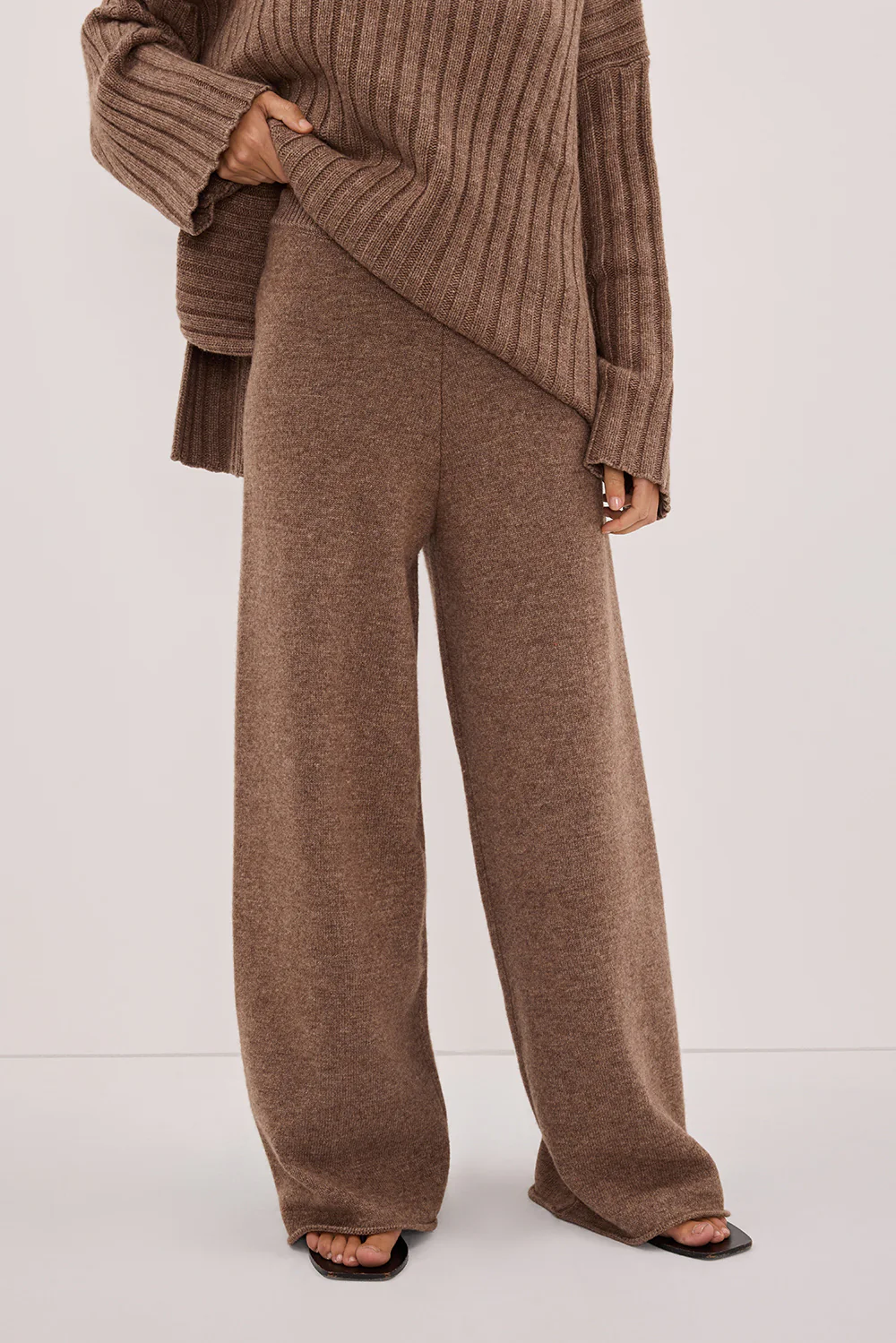 TUCSON MOCHA WIDE LEG KNIT PANT - Image 2