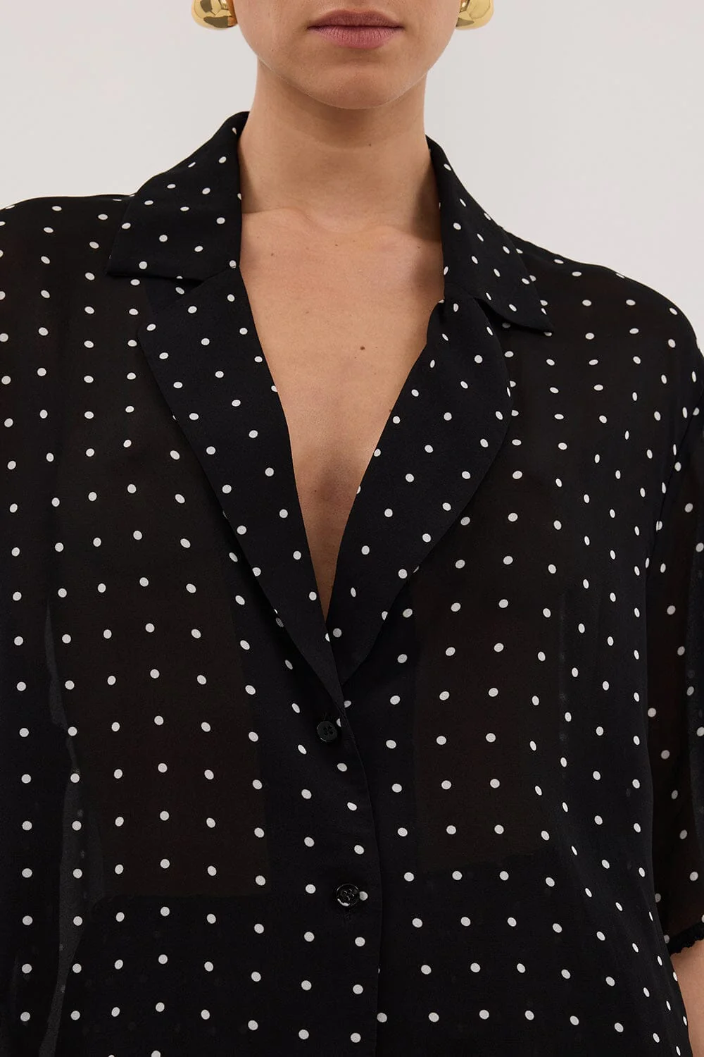 VANESSA BLACK OVERSIZED SHORT SLEEVE RESORT SHIRT - Image 6