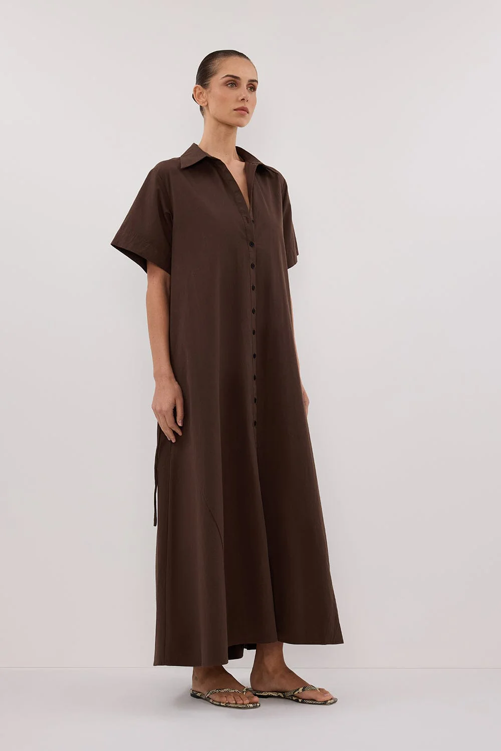 VIOLET BITTER CHOC SHIRT MIDI DRESS - Image 3