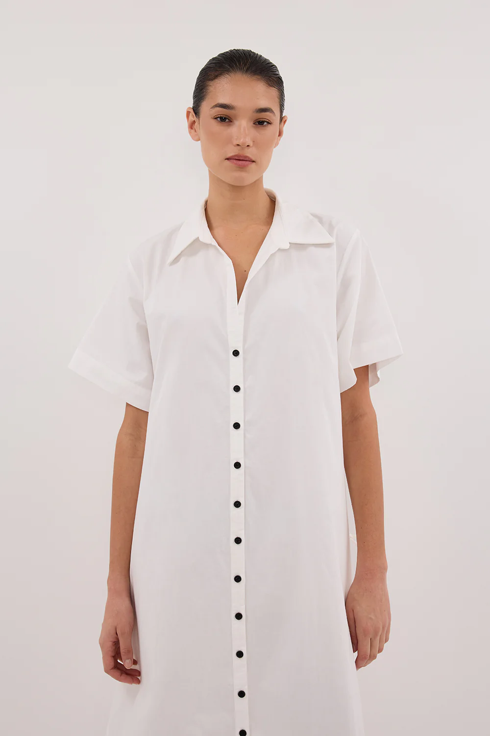 VIOLET WHITE SHIRT MIDI DRESS - Image 2