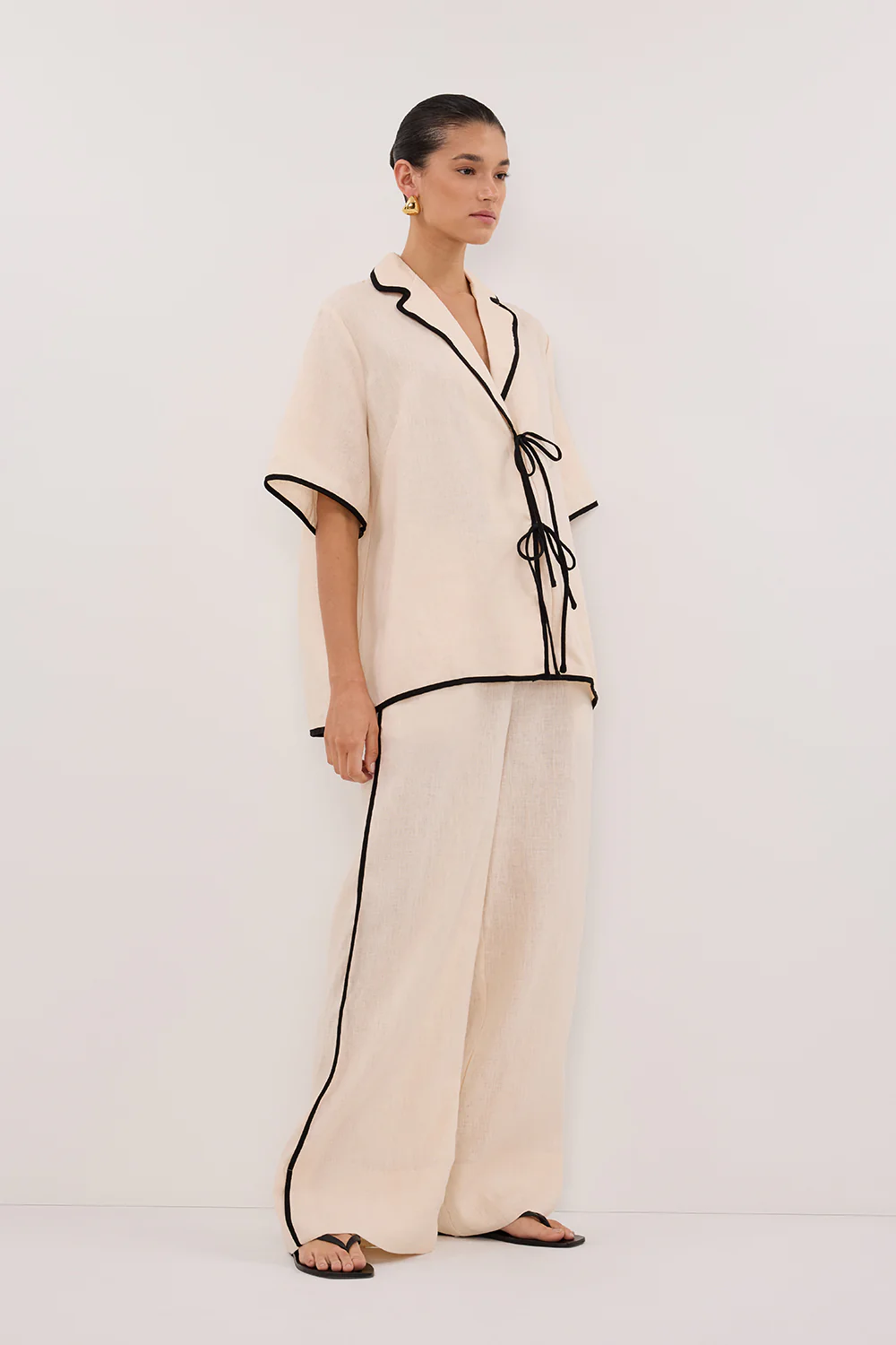 VON CREAM LINEN SHIRT - Image 3