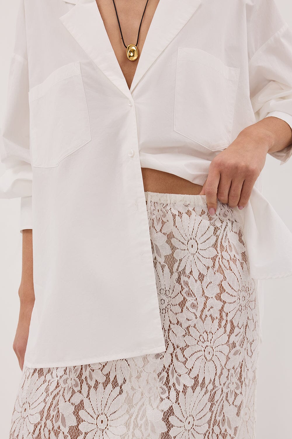 WILMA WHITE LACE MIDI SKIRT - Image 6