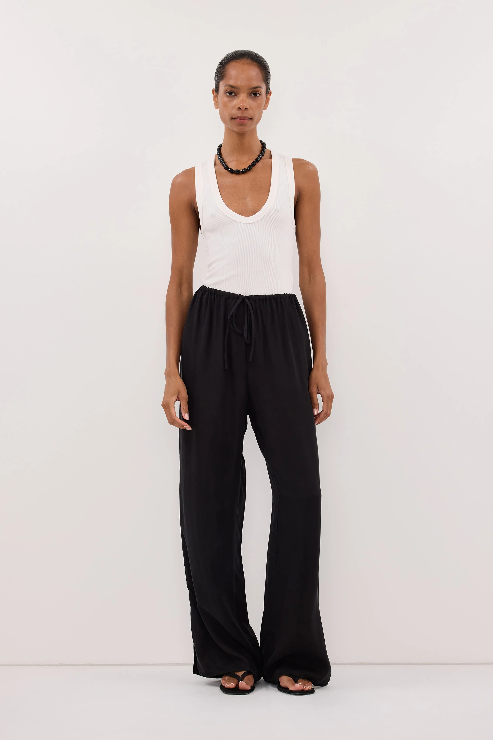 XENA BLACK CUPRO SIDE SPLIT PANT - Image 6